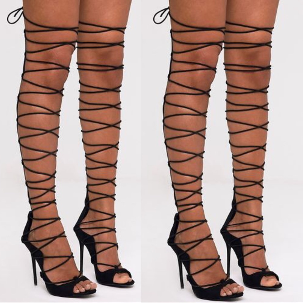 THIGH HIGH LACE UP HEELS